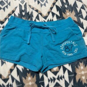 Aeropostale Vintage Style Lounge Shorts – Teal Blue – Embroidered Logo – Size m